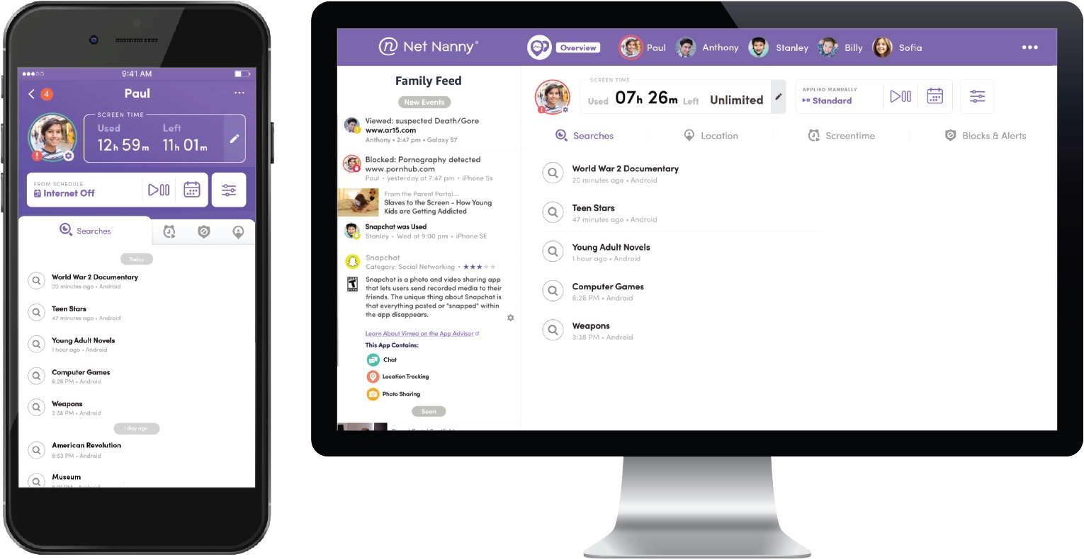 Net Nanny alerts and reporting desktop