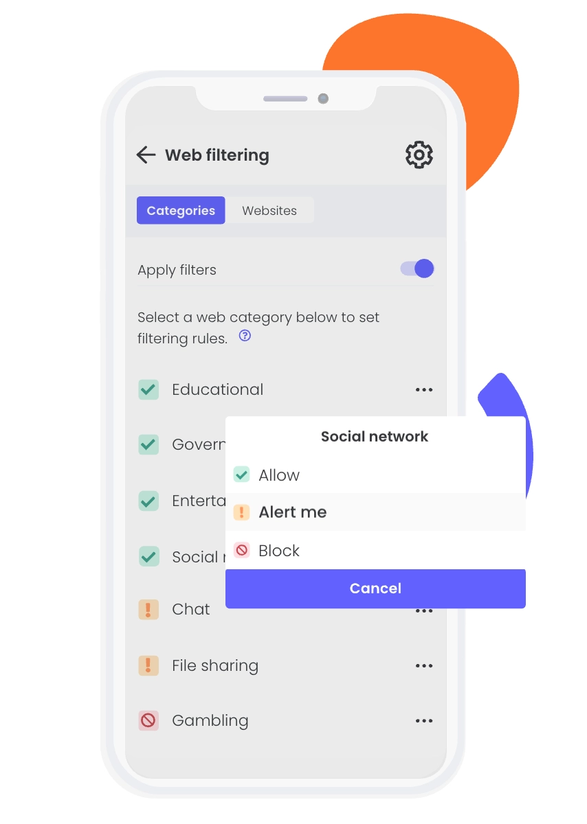 Web filtering by Qustodio