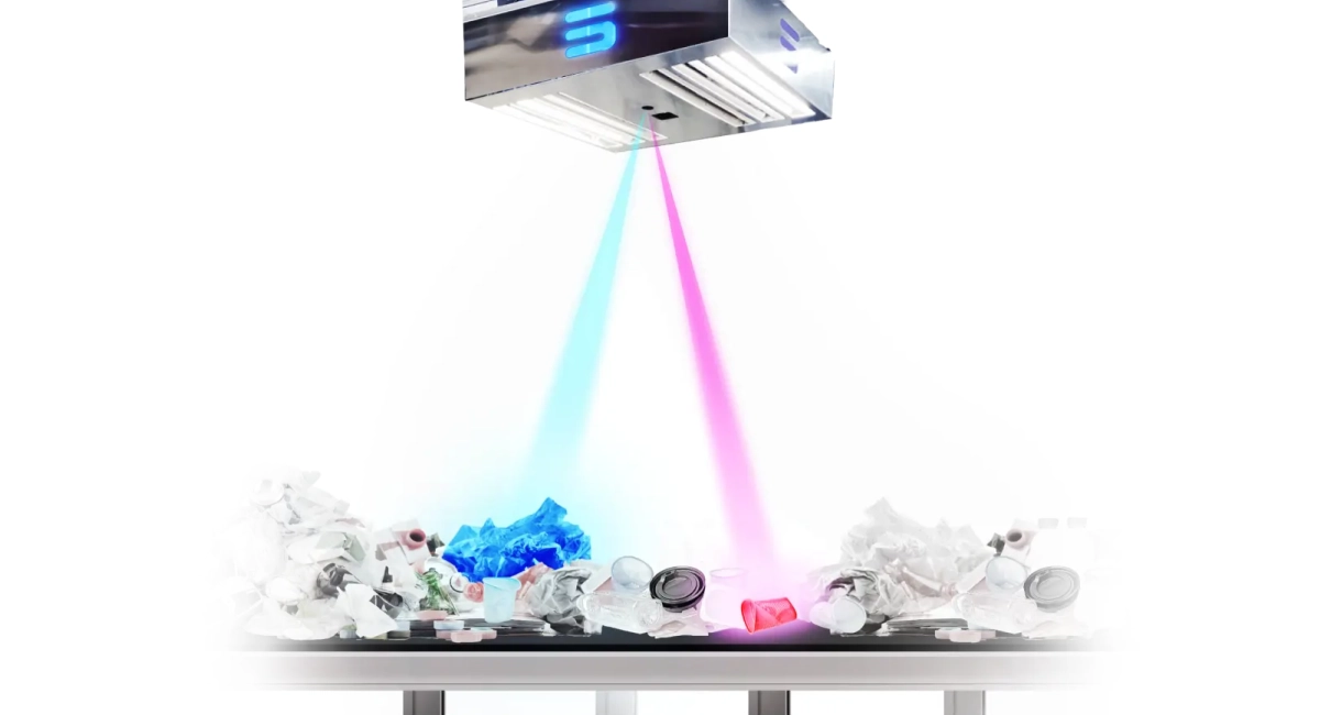 Sorted systems are placed above conveyor belts, utilizing advanced camera technology powered by AI to continuously monitor the materials