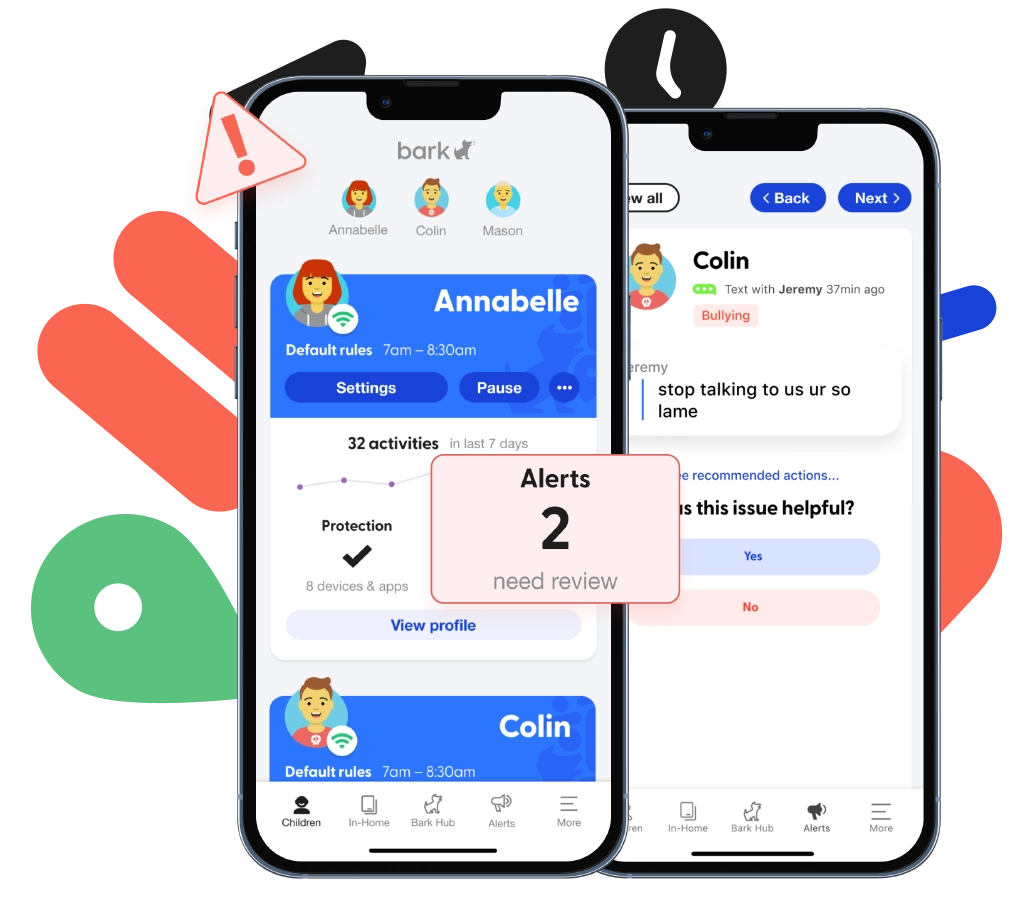 Bark sends Alerts once it detects inappropriate content