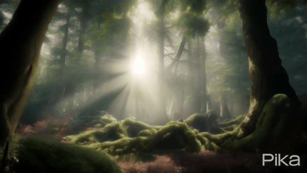 "Create a magical, fantasy-themed video of an enchanted forest"
