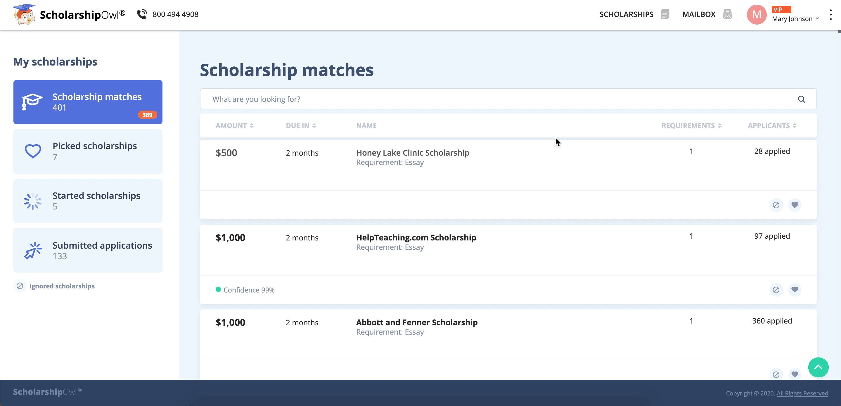 Scholarship matching by ScholarshipOwl