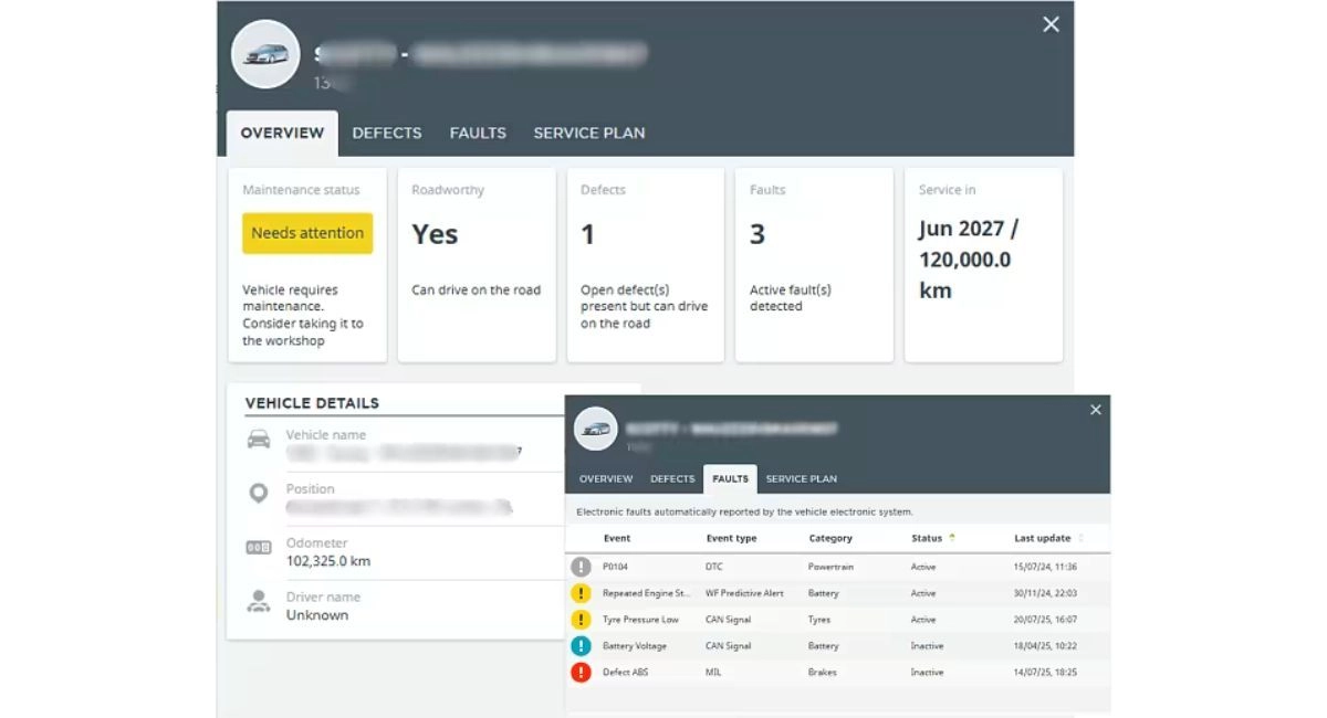 Webfleet vehicle health monitoring